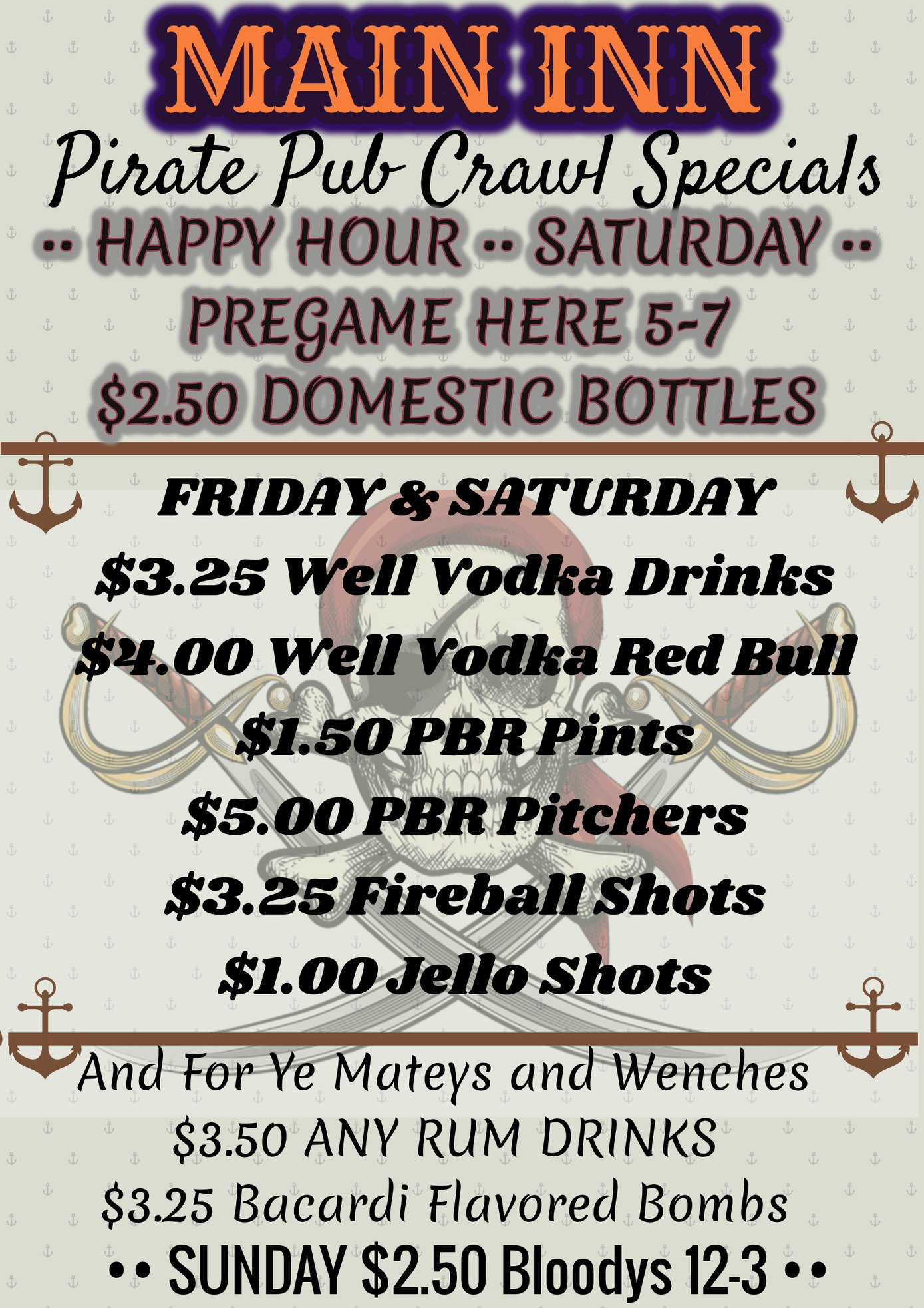 Peterson's Main Inn Menu