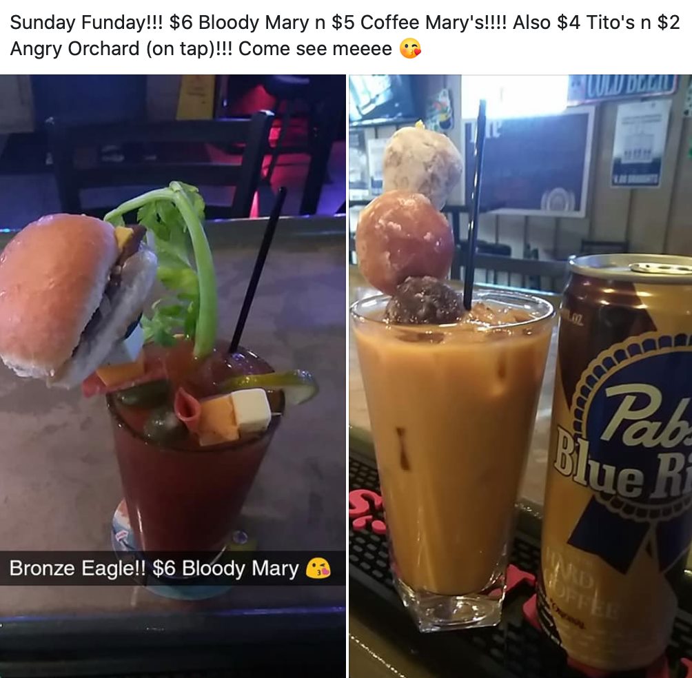 Bronze Eagle Pub Menu