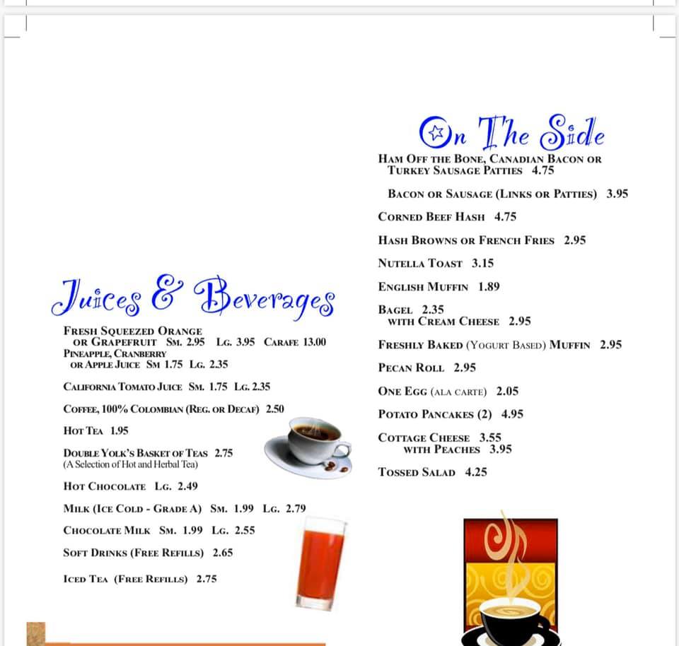 Double Yolk Pancake House Inc Menu