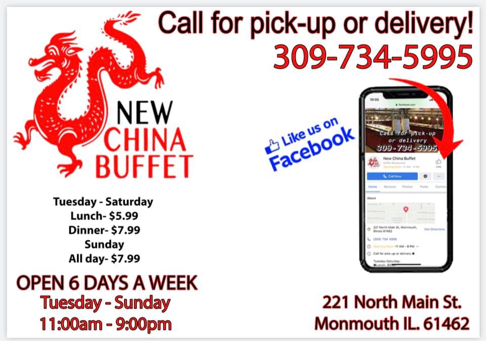 New China Buffet Menu