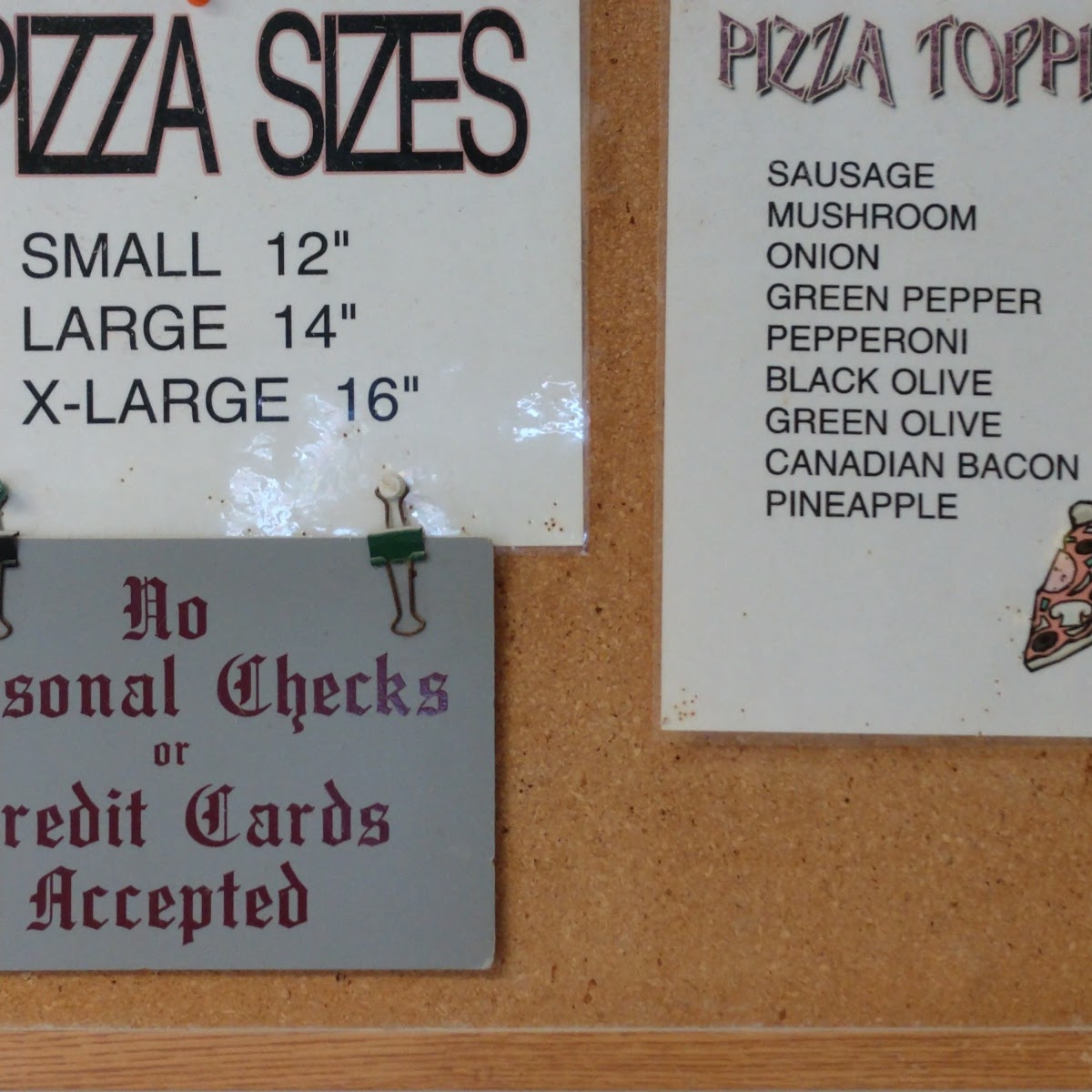 Bianchi's Pizza Norris drive Menu