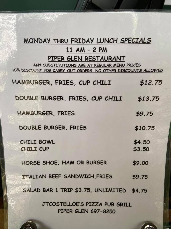 J T Costelloe's Pizza & Pub 7024 Kingsmill Ct, Springfield