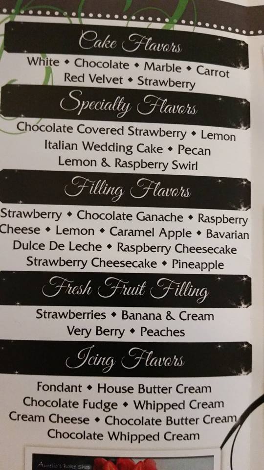 Aurelio's Bake Shop Menu