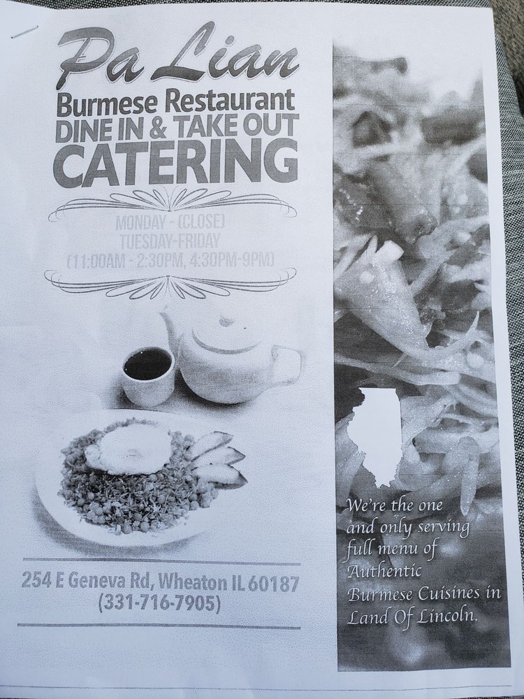 Pa Lian Burmese Restaurant 254 E Geneva Rd, Wheaton