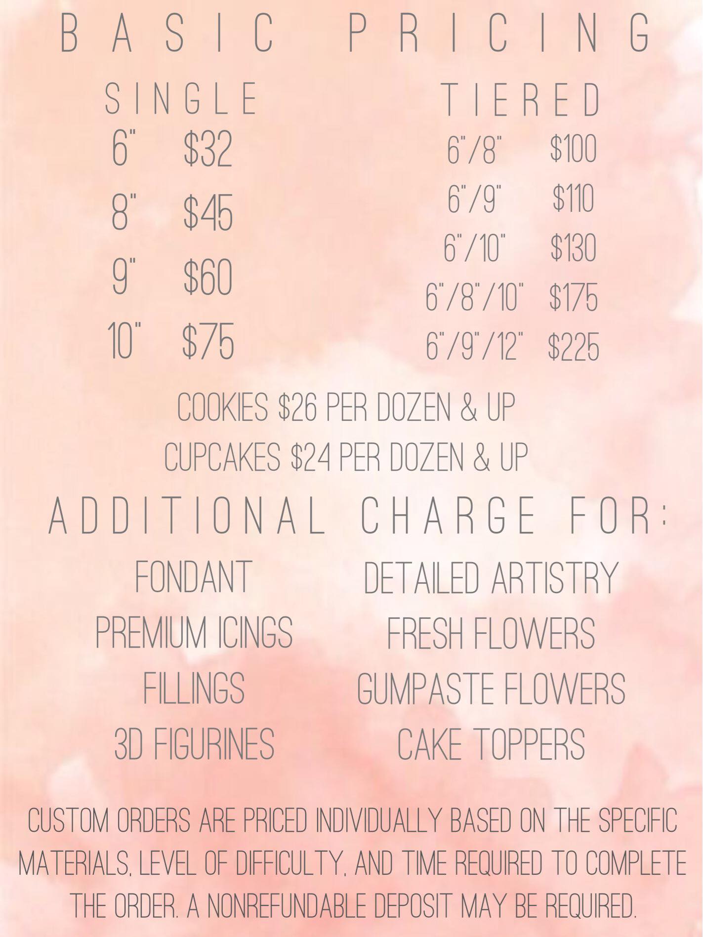 Cakes by Laurie Menu