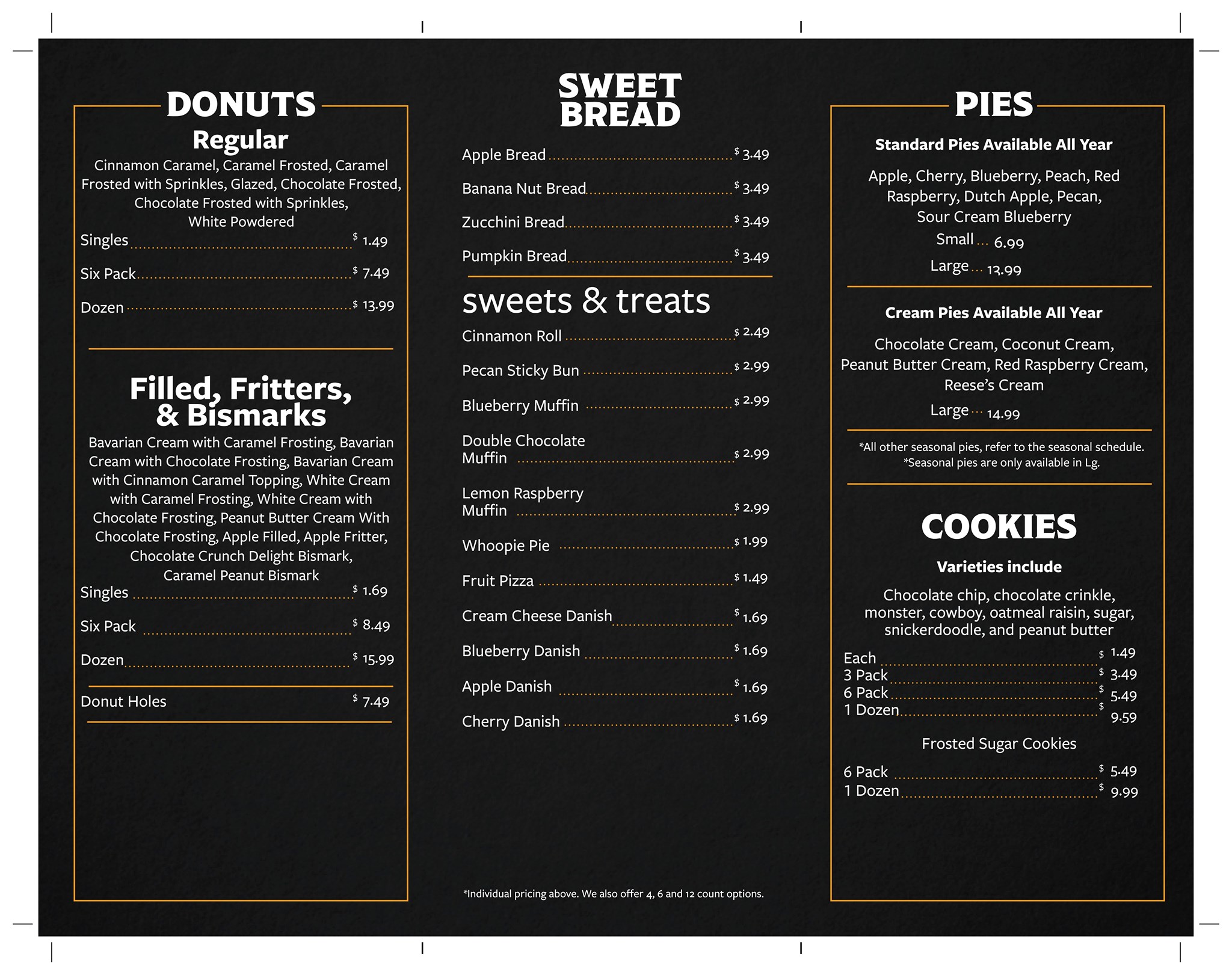 Rise'N Roll Bakery Menu