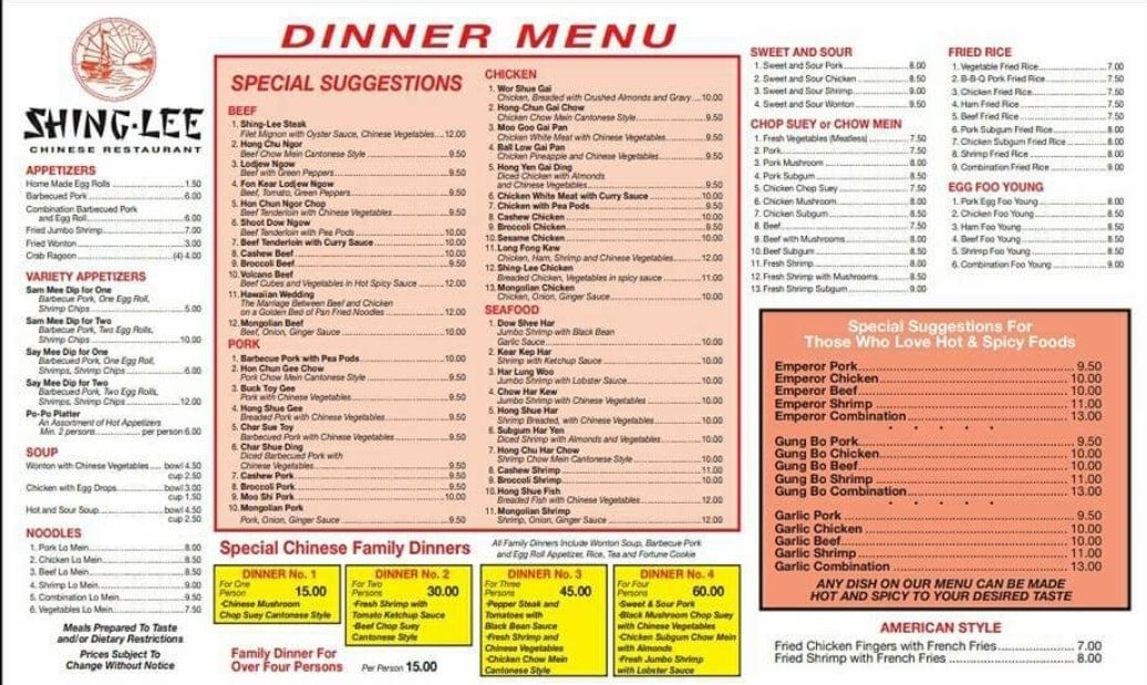 Shing-Lee Chinese Restaurant 215 Main St, Evansville