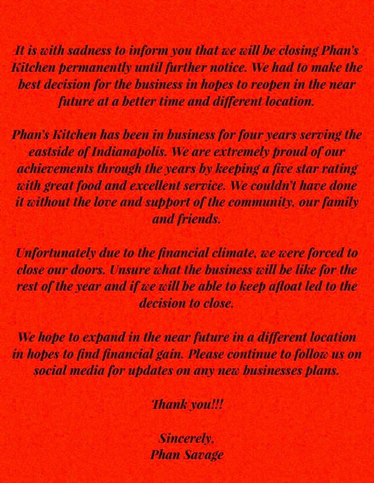 Phan's Kitchen 10202 E Washington St #667, Indianapolis