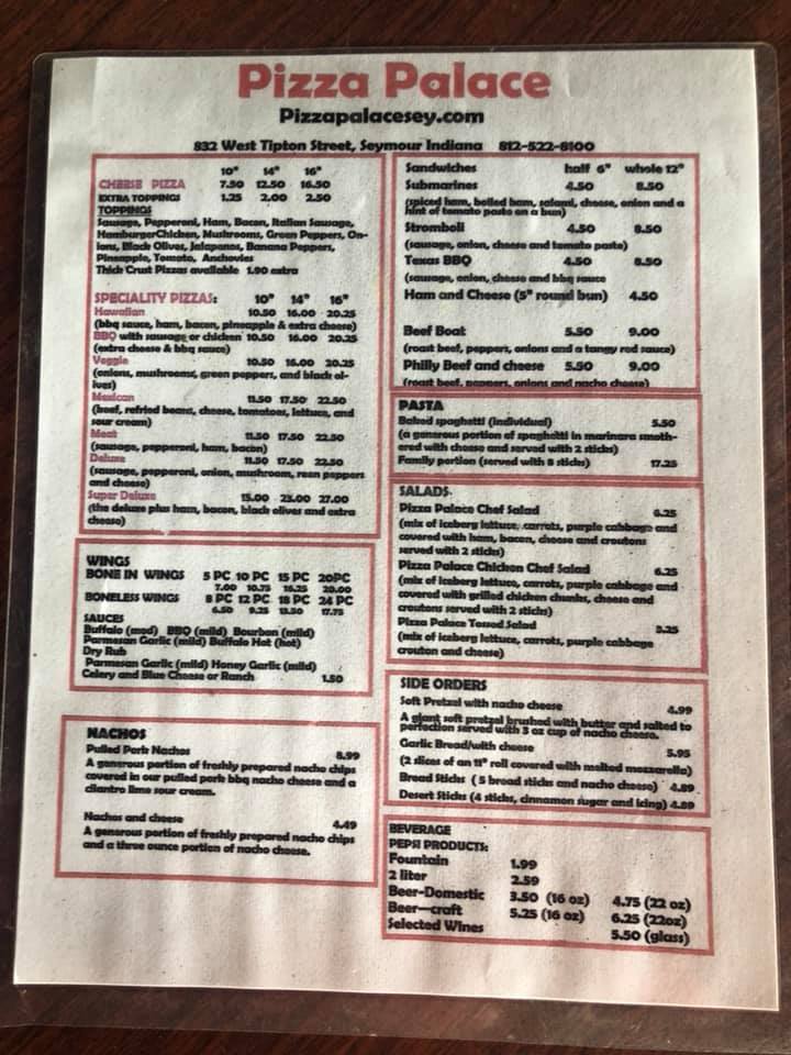 Pizza Palace, Inc. 832 W Tipton St, Seymour