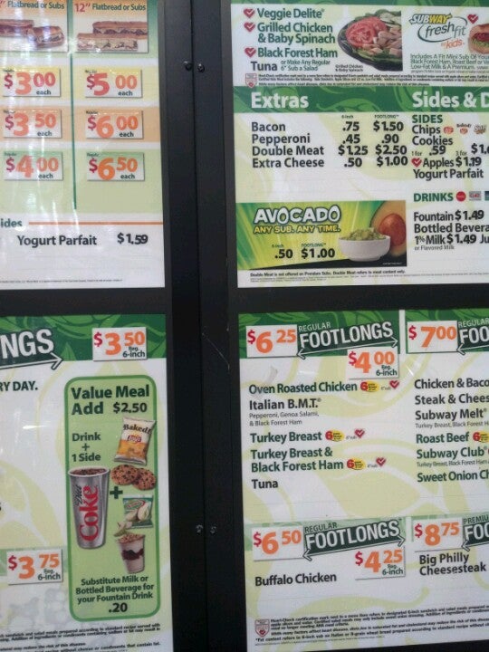 Subway Menu