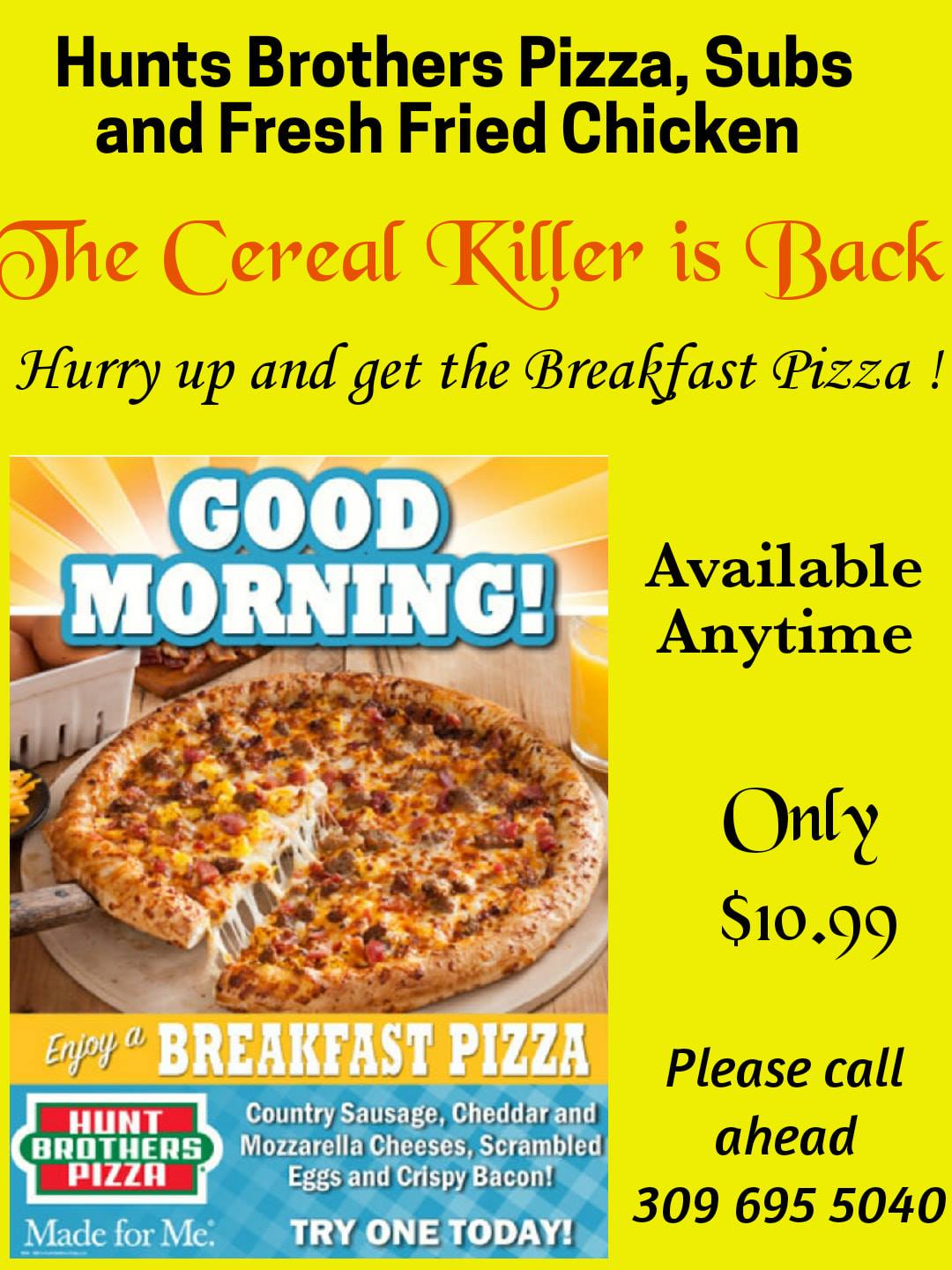 Hunt Brothers Pizza Menu