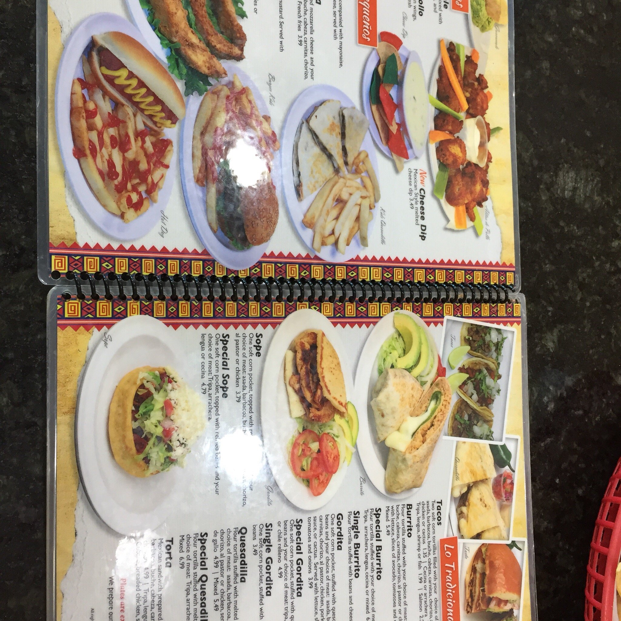 Frontera's Taqueria Mexicana Menu