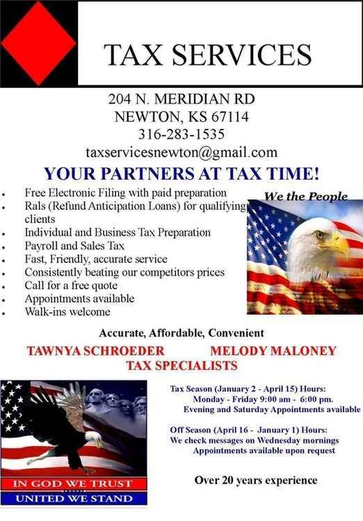 Tax Services 204 N Meridian Rd, Newton Kansas 67114