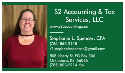 S2 Accounting & Tax Services LLC 508 Liberty St, Oskaloosa Kansas 66066