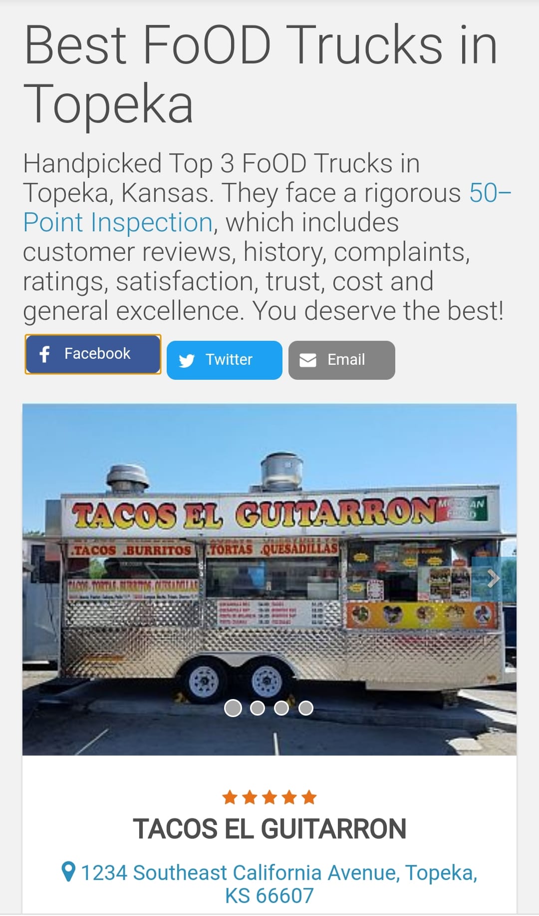 Tacos El Guitarron 1234 SE California Ave, Topeka