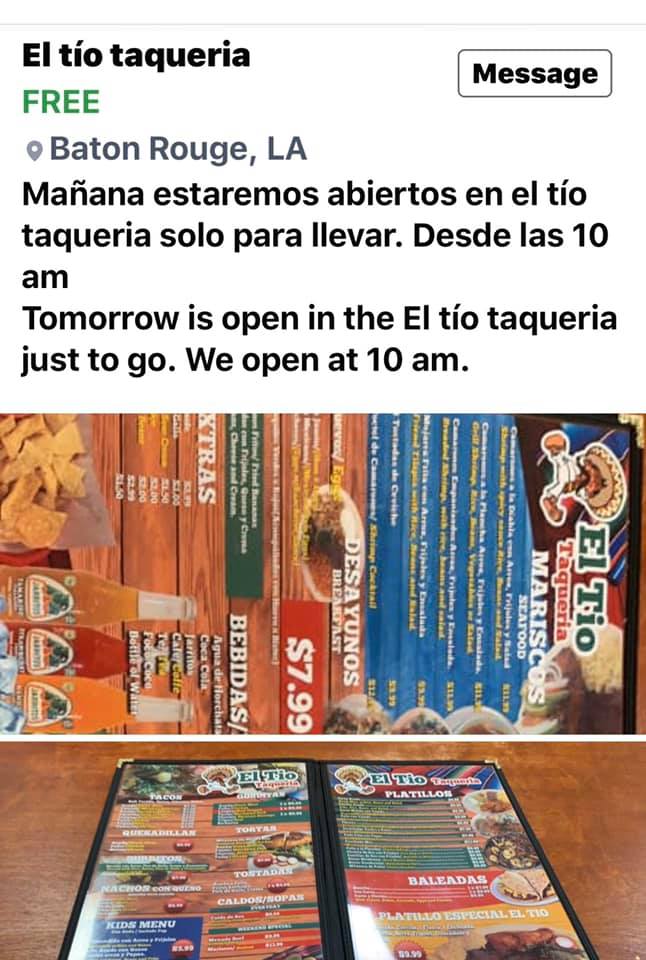 El Tio Taqueria 9656 Burbank Dr #6151, Baton Rouge