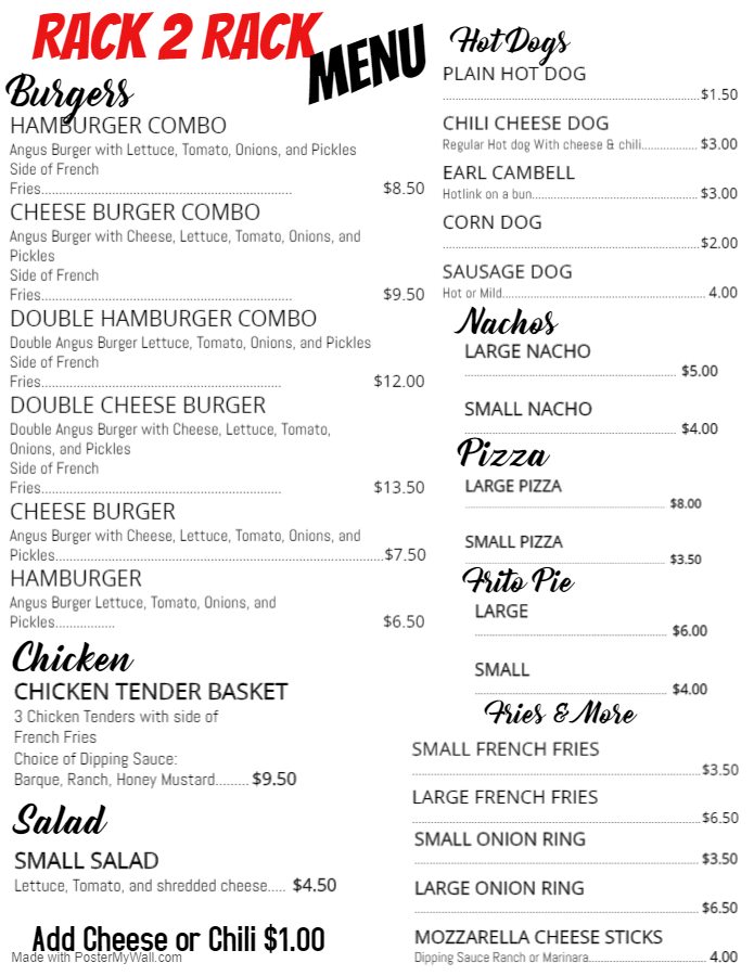Rack2Rack Menu