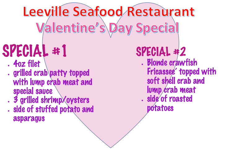 Leeville Seafood Restaurant Menu