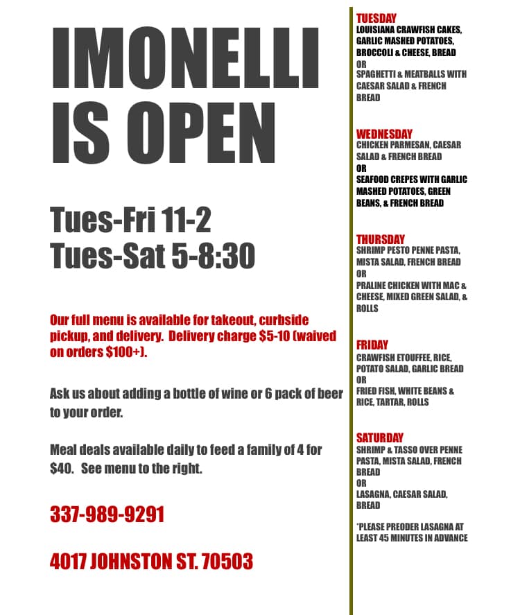 iMonelli Restaurant 4017 Johnston St, Lafayette