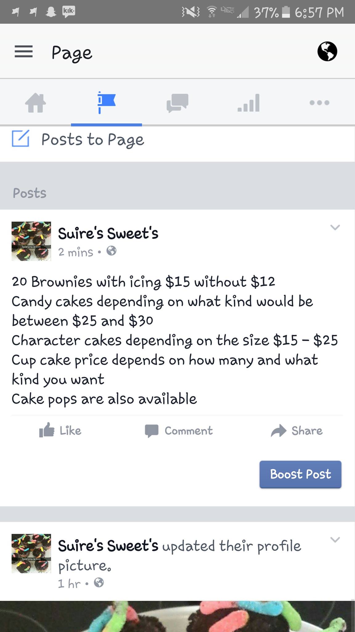 Suire Sweets Menu