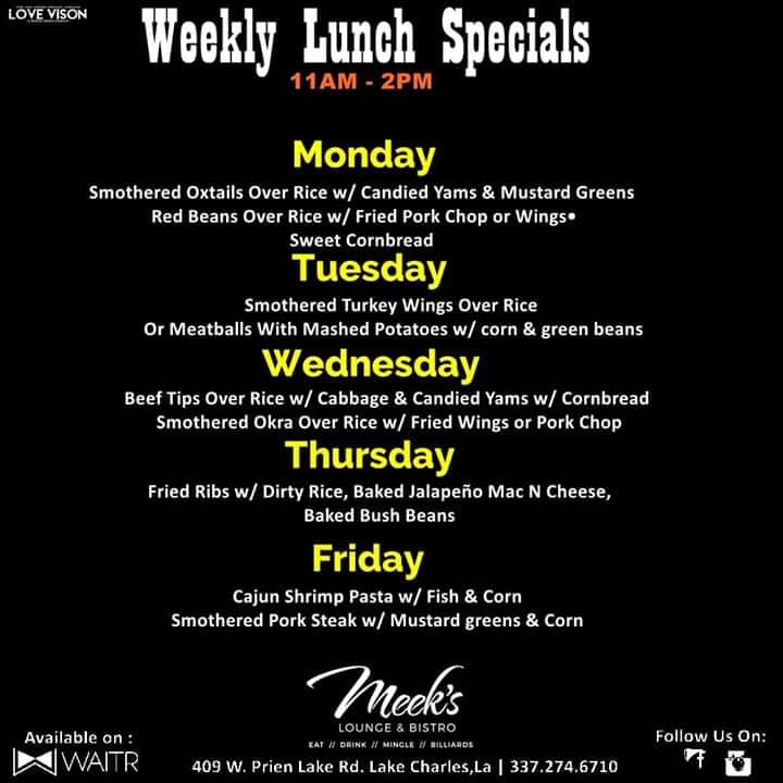Meek's Lounge & Bistro Menu