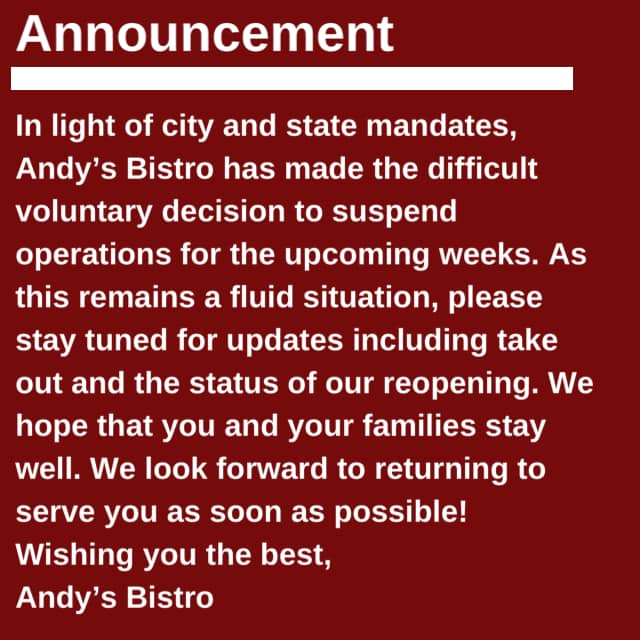 Andy's Bistro 3322 N Turnbull Dr, Metairie