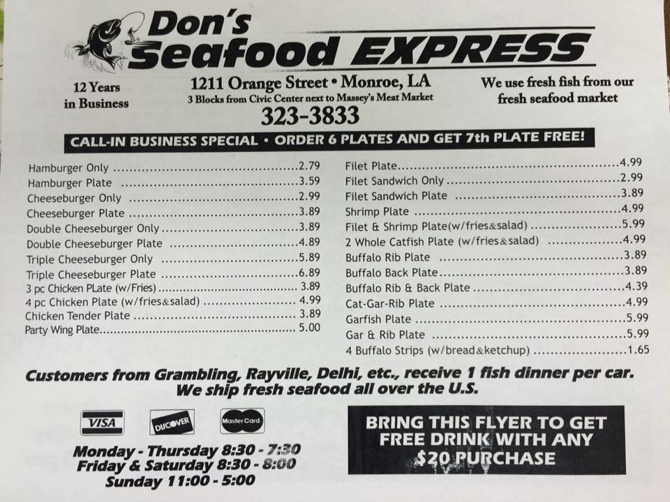 Seafood Express & deli Menu