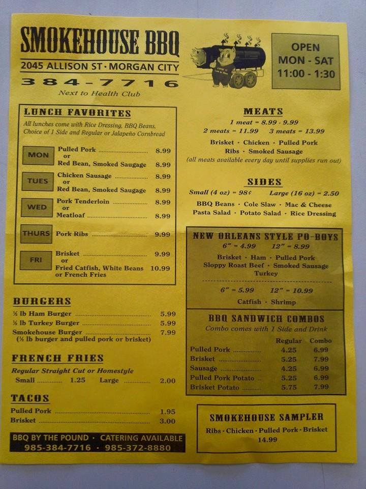 B & G Smokehouse Menu