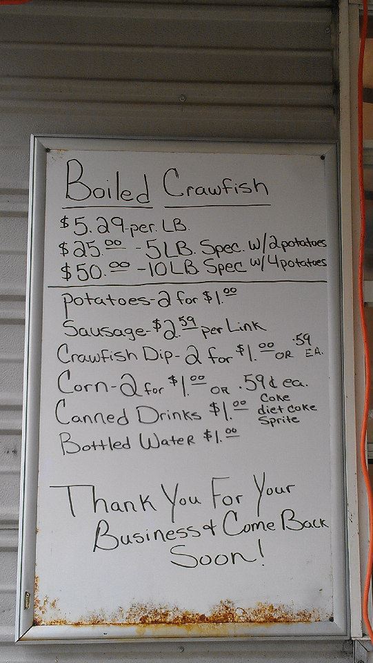 Craving Crawfish Drive-thru Boiling House Menu
