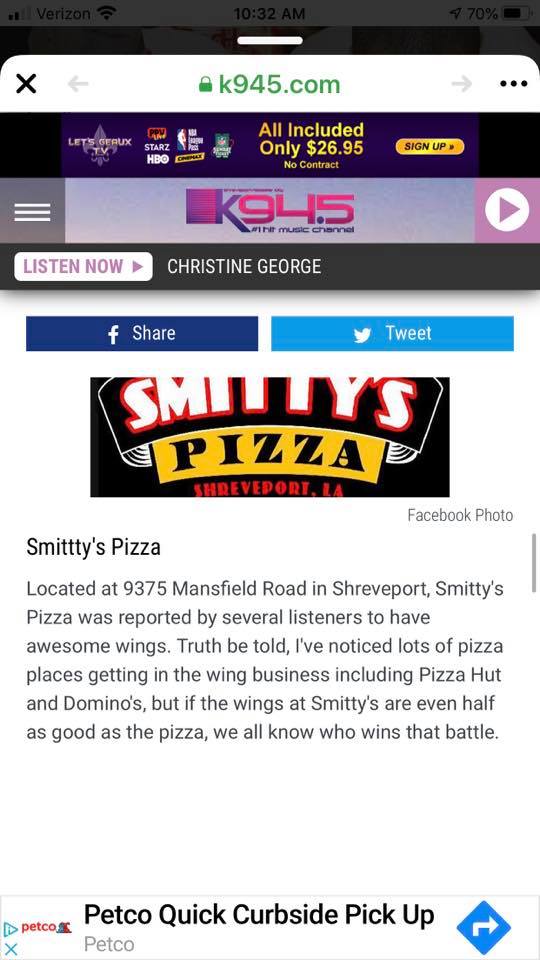 Smitty's Pizza 9375 Mansfield Rd, Shreveport