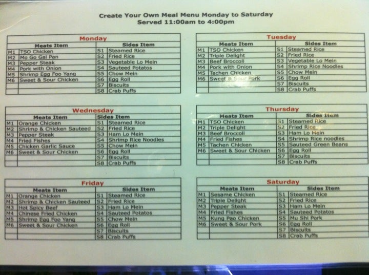 Peking Chinese Restaurant Menu