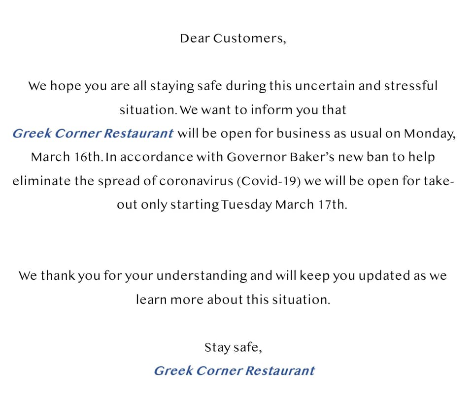 Greek Corner Restaurant 2366 Massachusetts Ave, Cambridge
