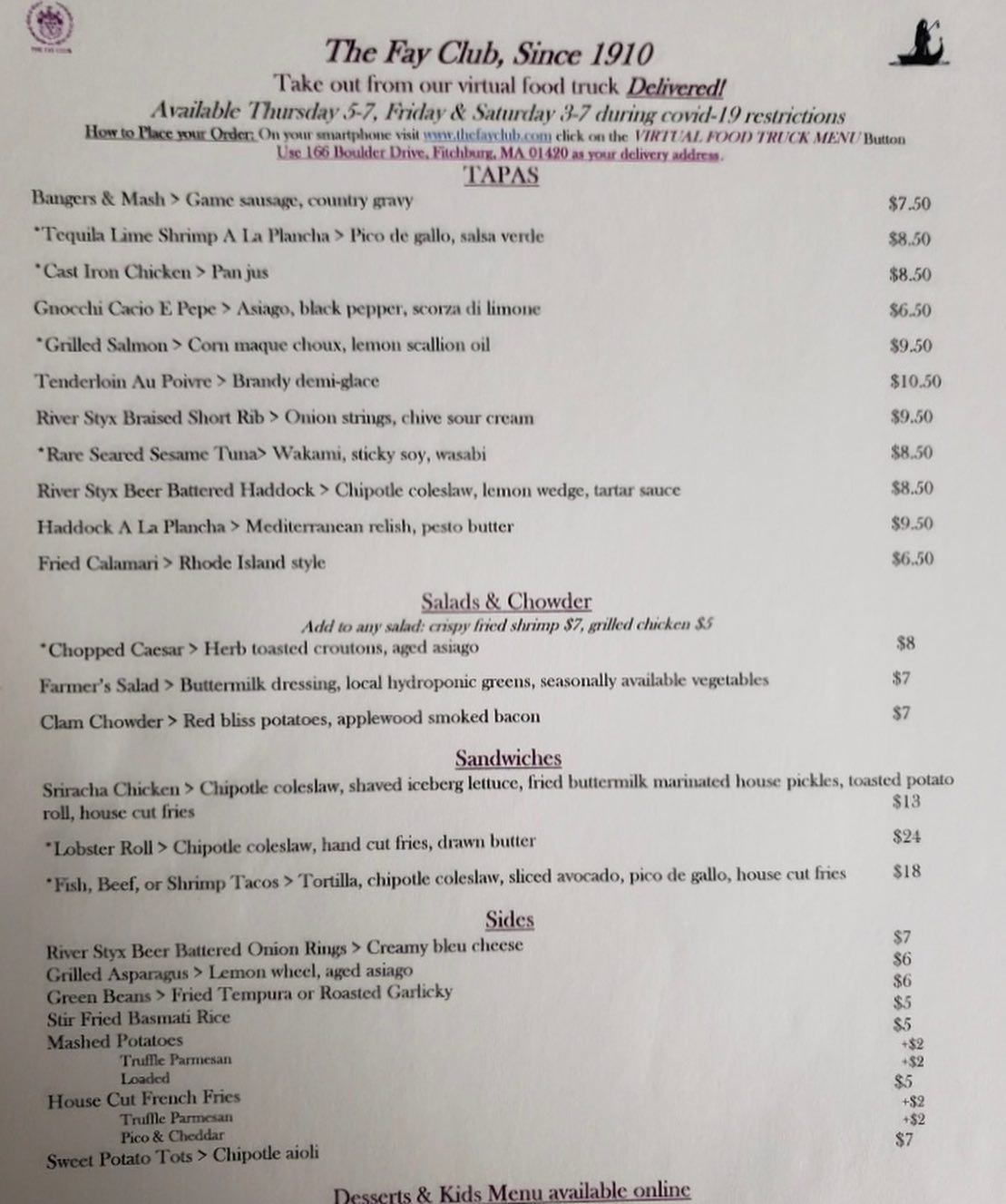 River Styx Brewing Menu
