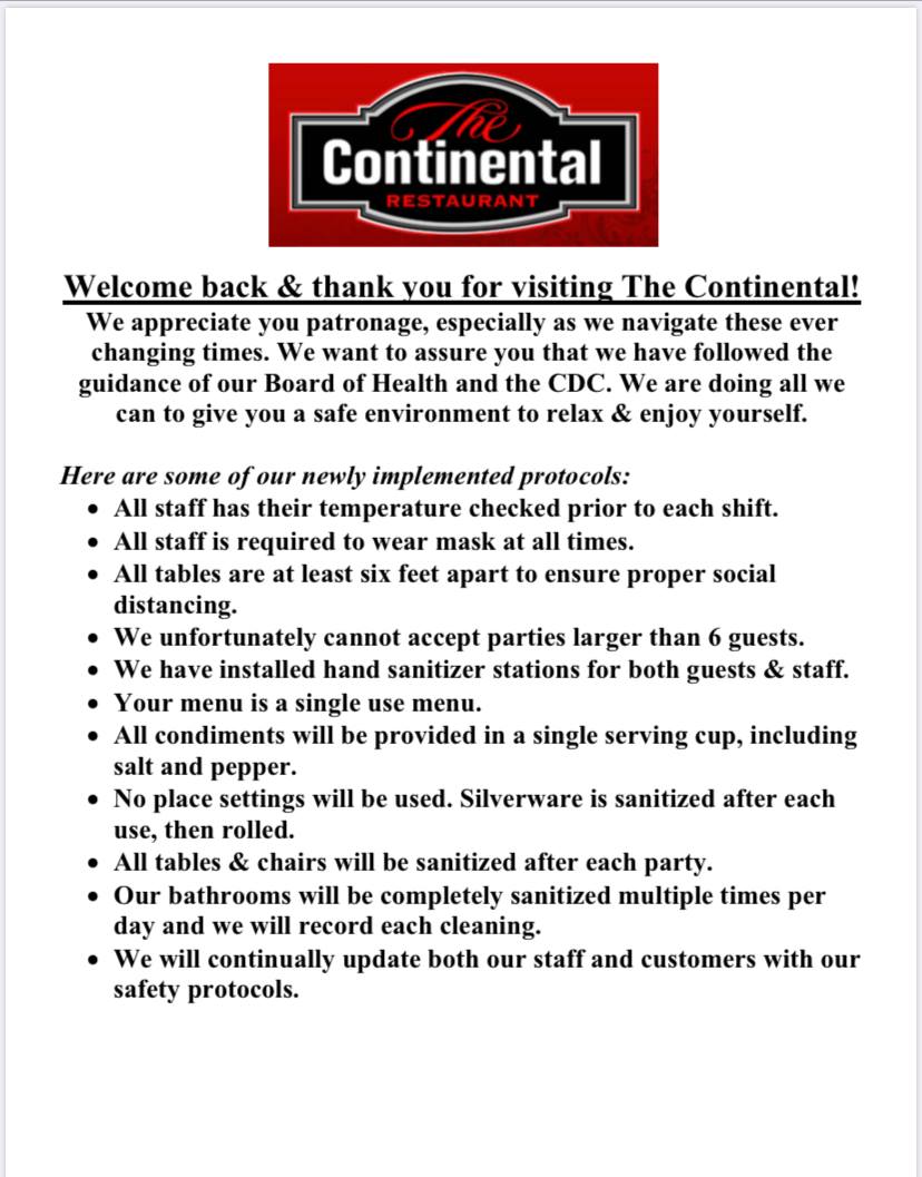 The Continental Restaurant 266 Broadway, Saugus