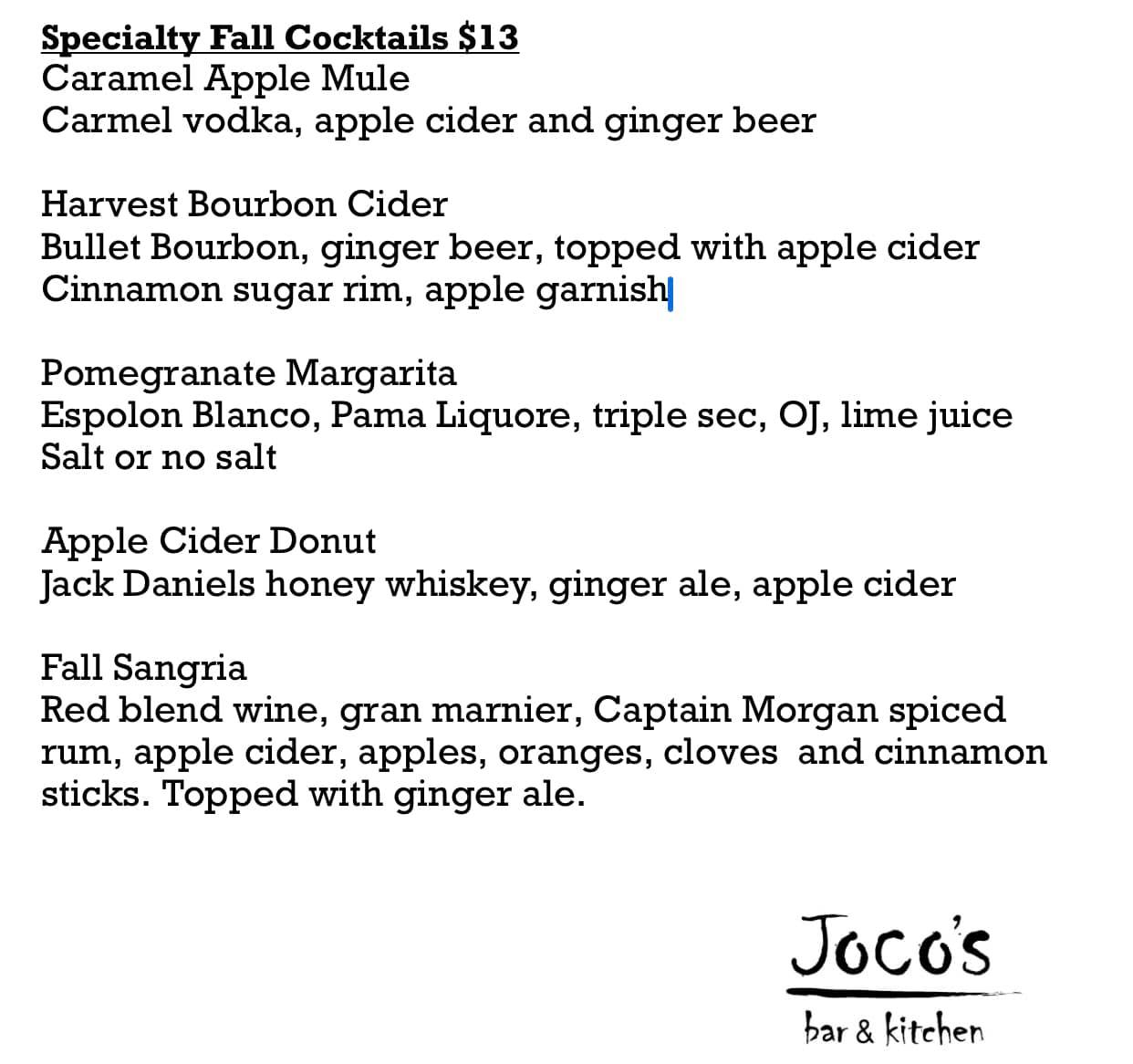 Jocos Bar & Kitchen 450 Moody St, Waltham