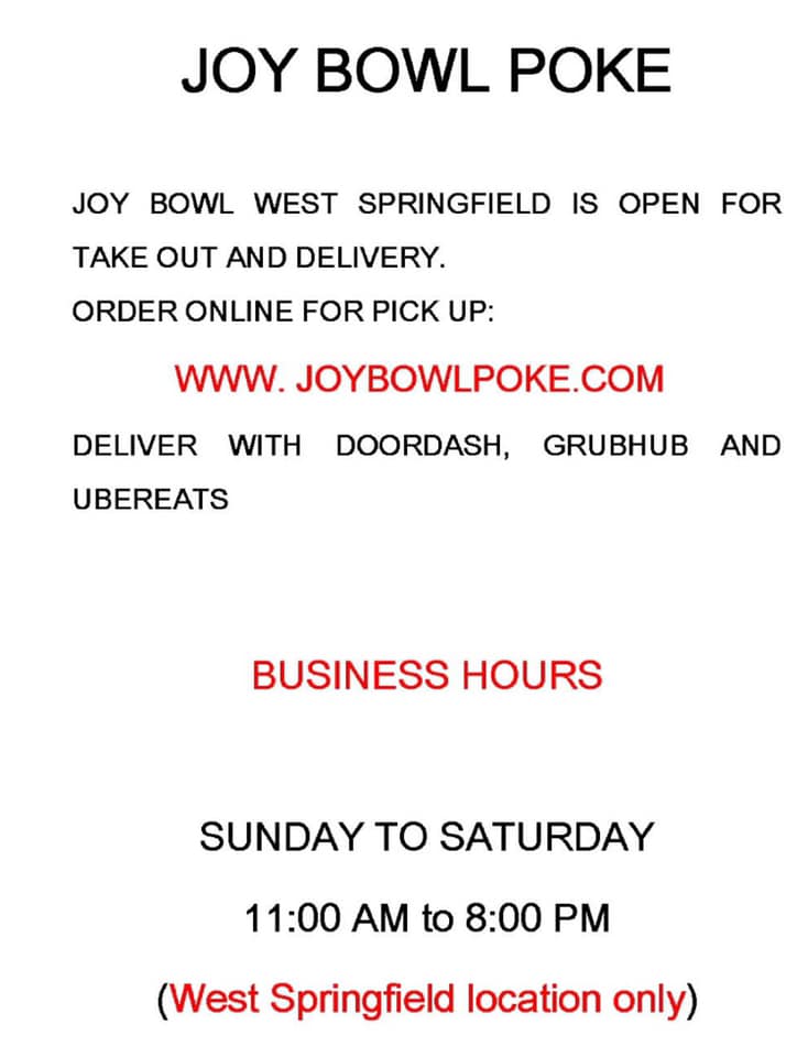 Joy Bowl Poke West Springfield 935 Riverdale St f102, West Springfield
