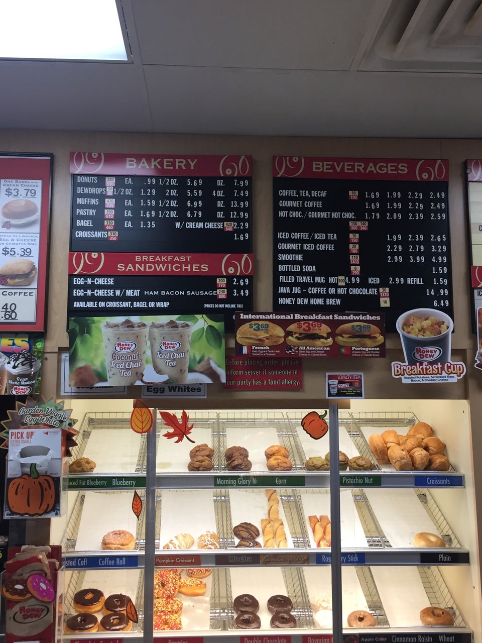 Honey Dew Donuts Menu