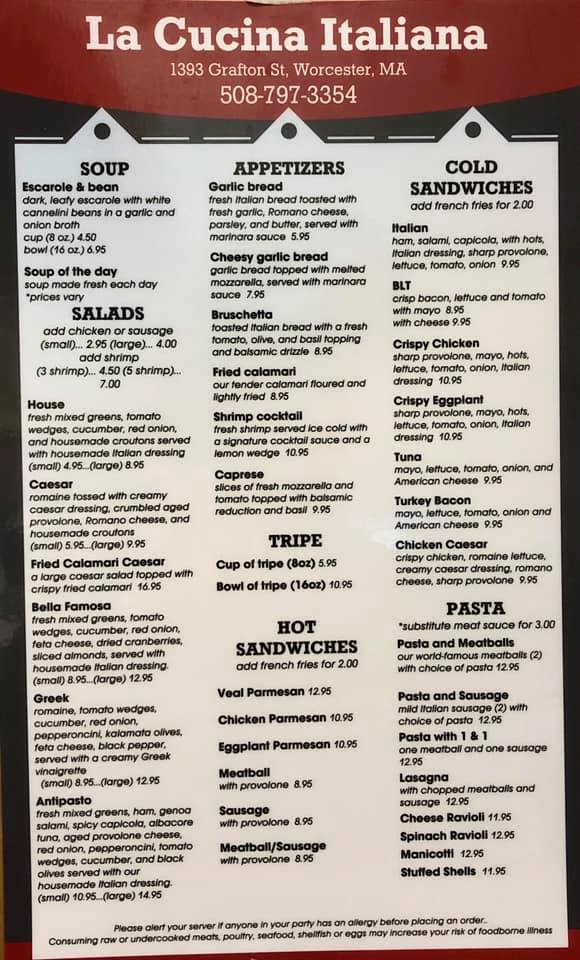 La Cucina Italiana 1393 Grafton St, Worcester