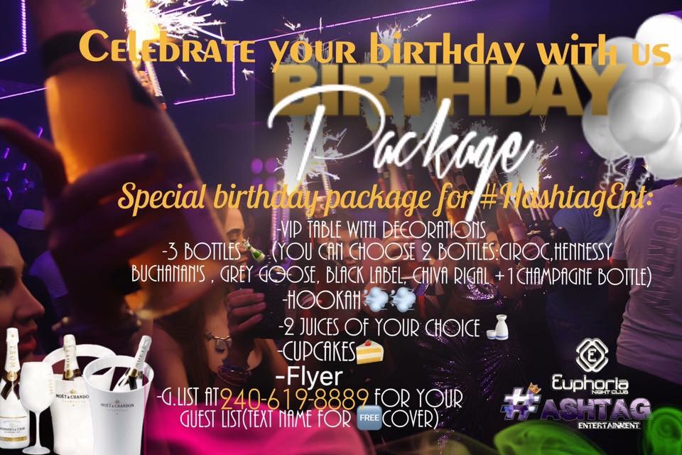 Euphoria Night Club Menu