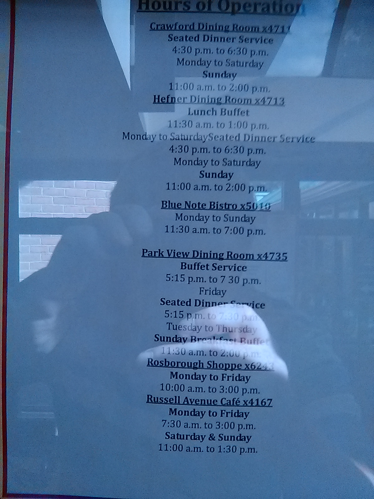 Crawford Dining Hall Menu