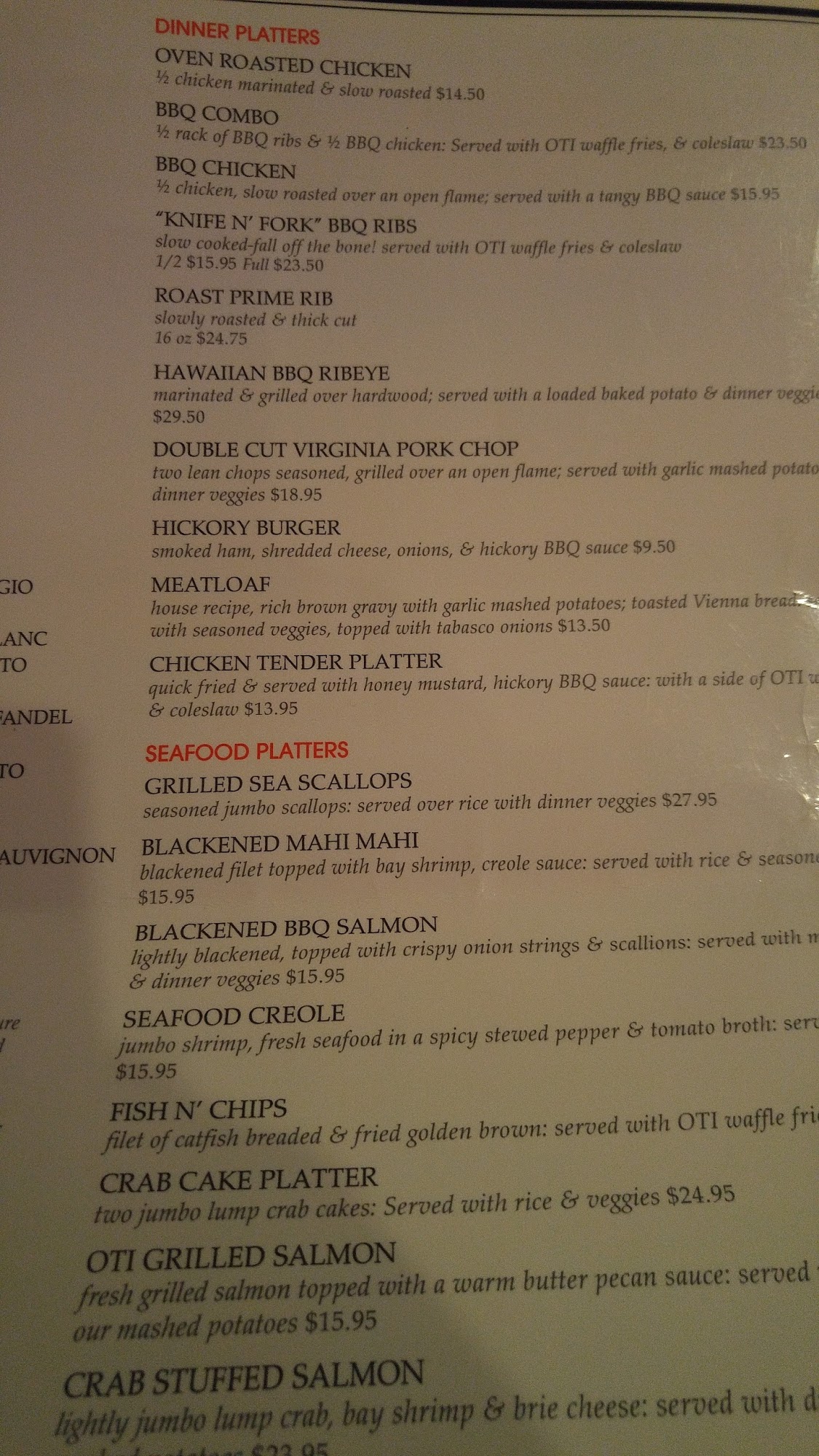 Olde Towne Inn Largo (OTI) Menu