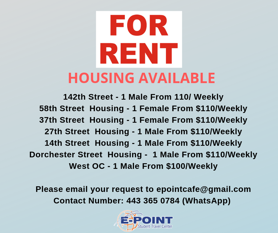 E-Point Student Travel Center Menu