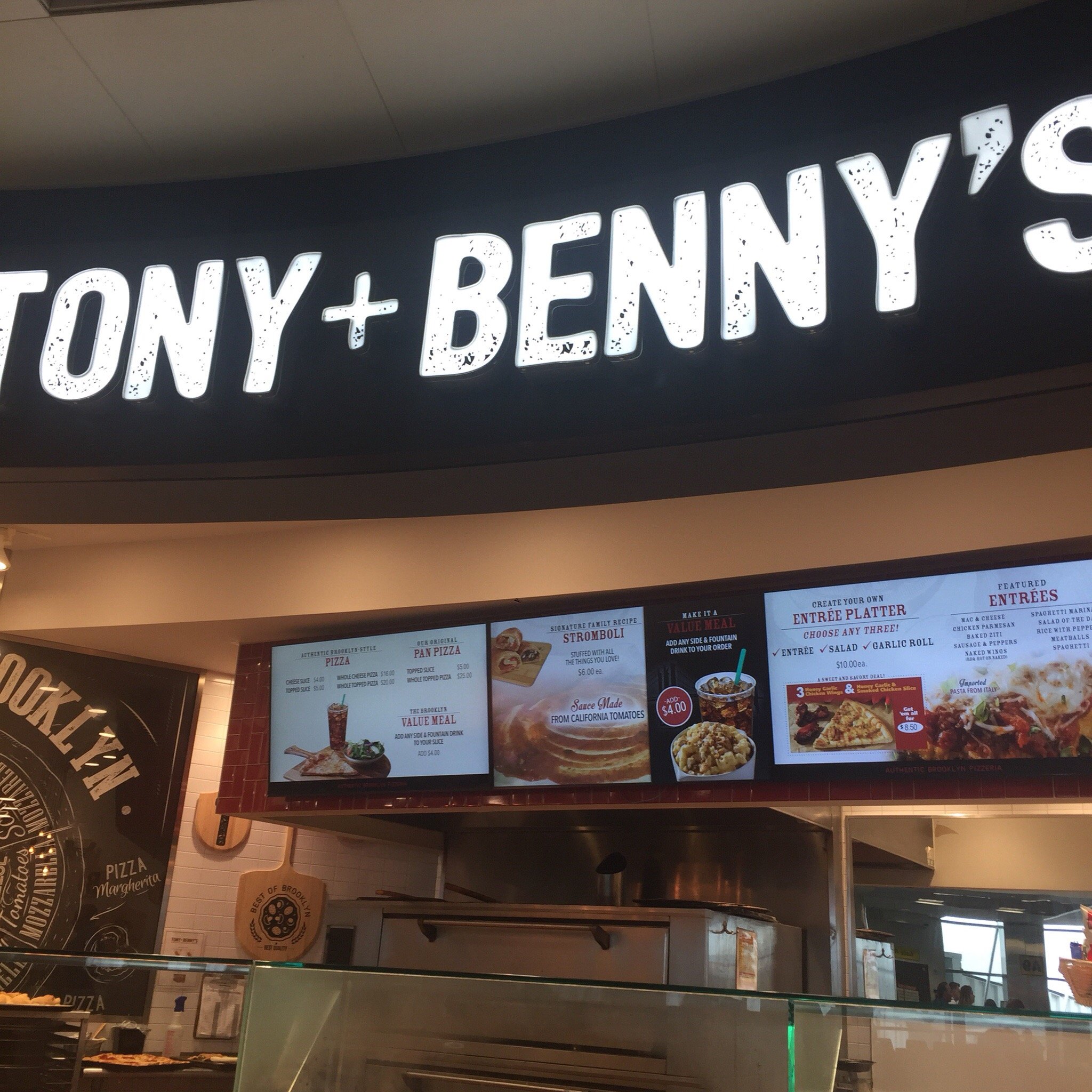 Tony + Benny's Pizza Parlor Menu
