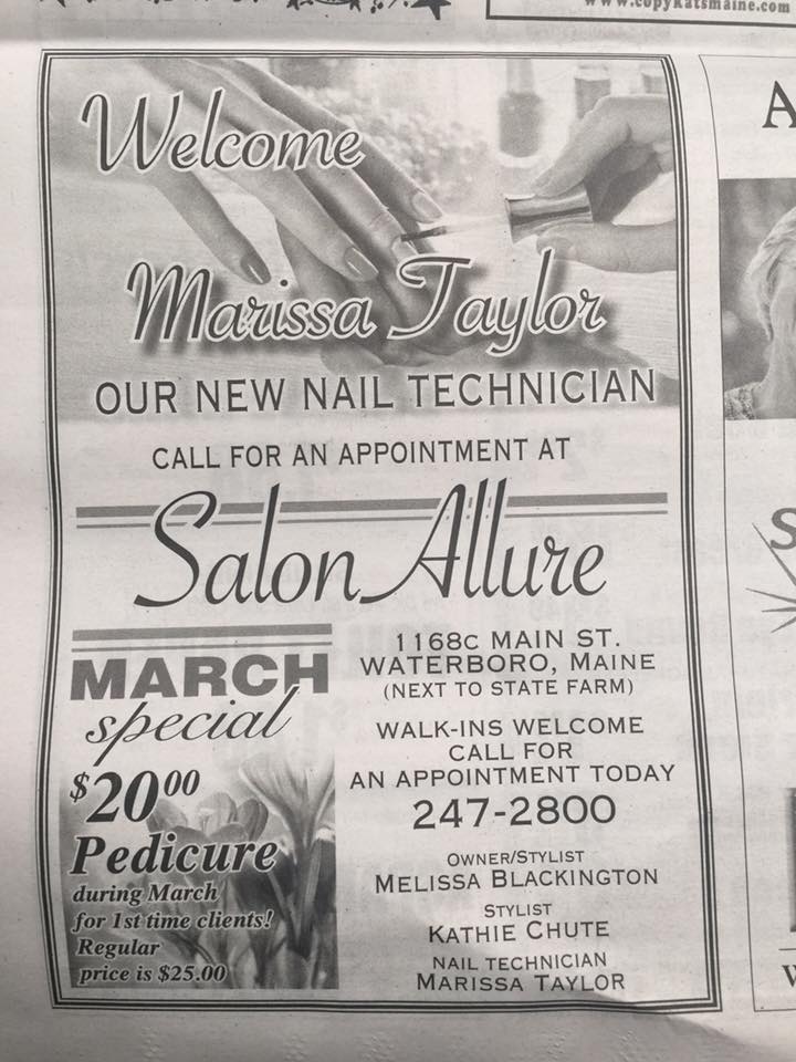 Salon Allure 1168 Main St, Waterboro Maine 04087