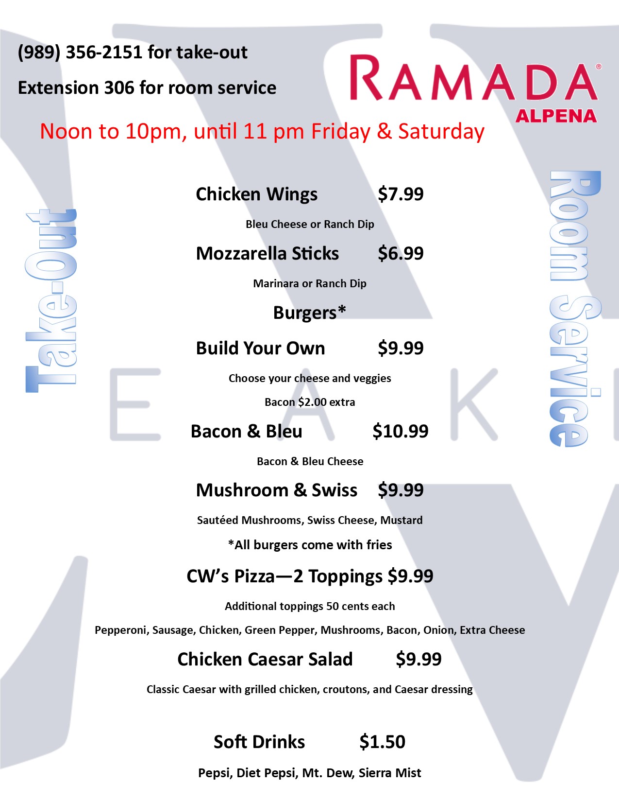 CW's Restaurant Menu