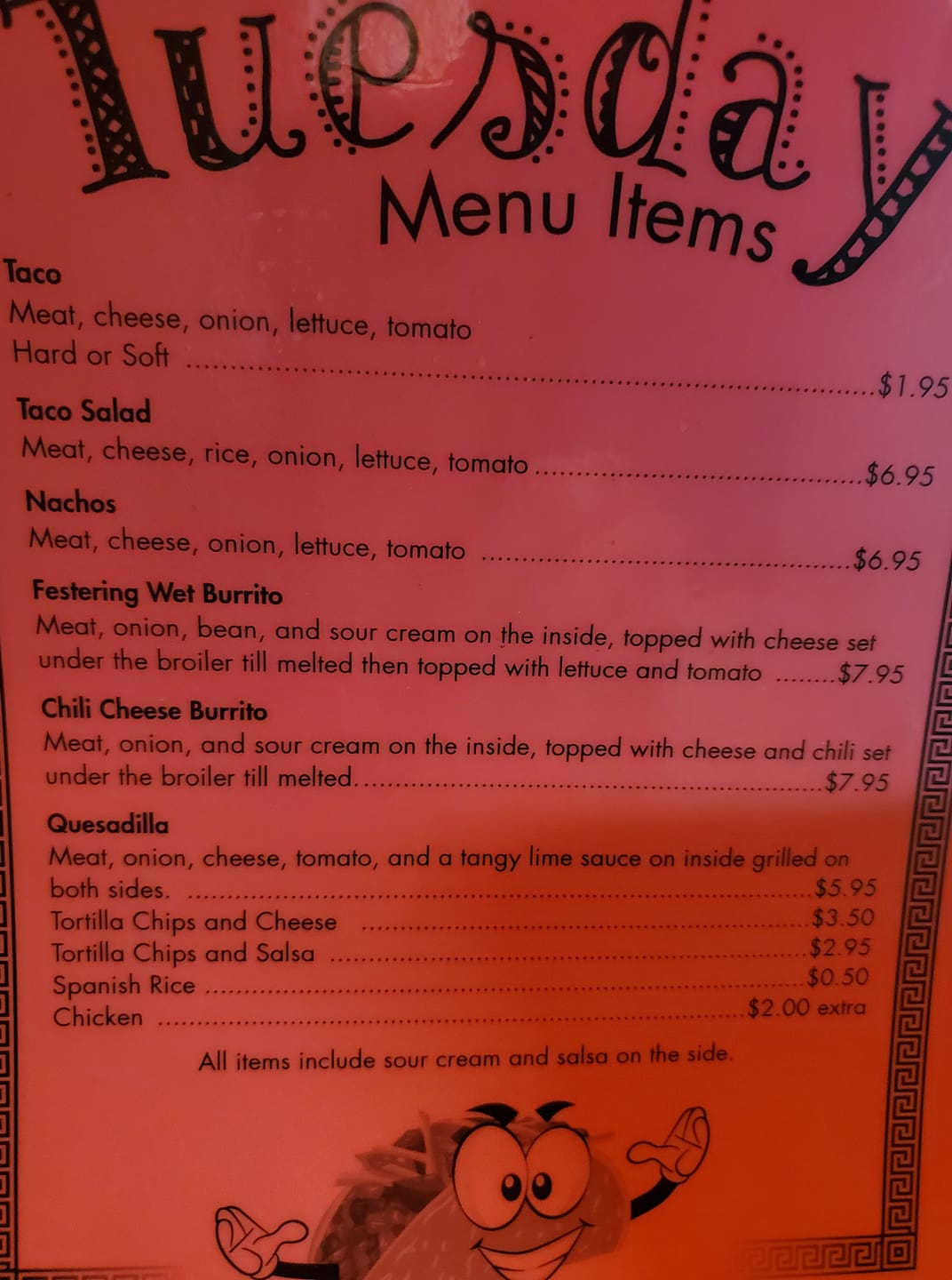 Rusty Rail Menu
