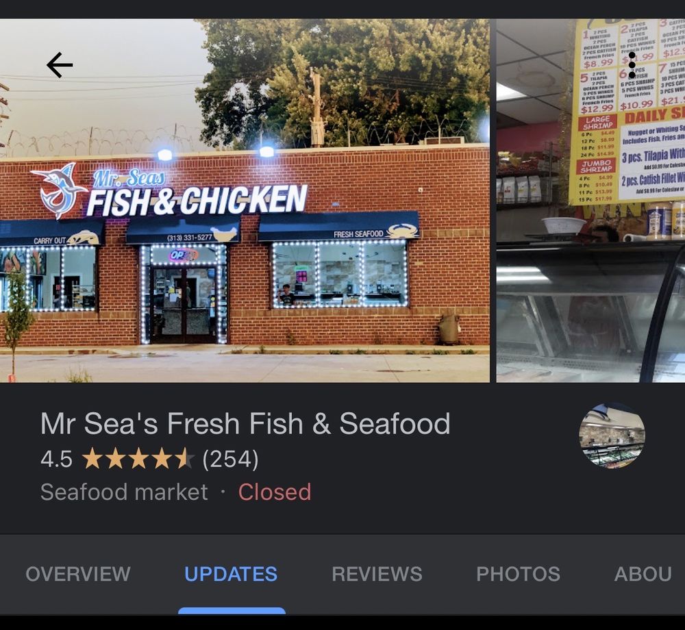 Mr Sea's Fresh Fish & Seafood 12540 E Warren Ave, Detroit