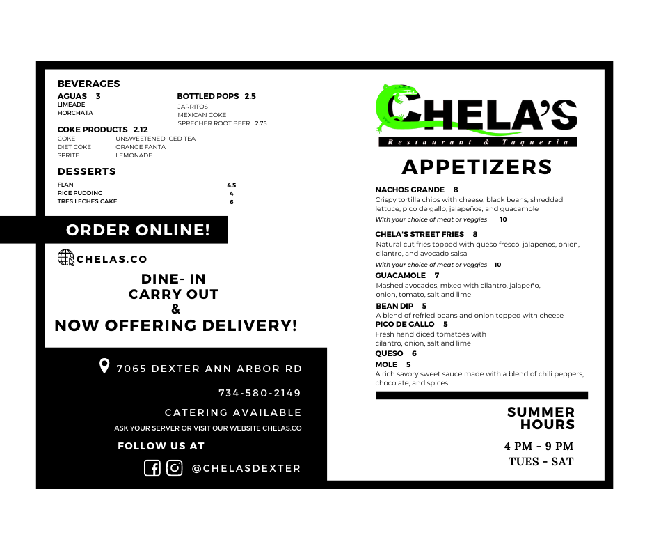 Dexter, MI Restaurants Open for Takeout, Curbside Service and/or