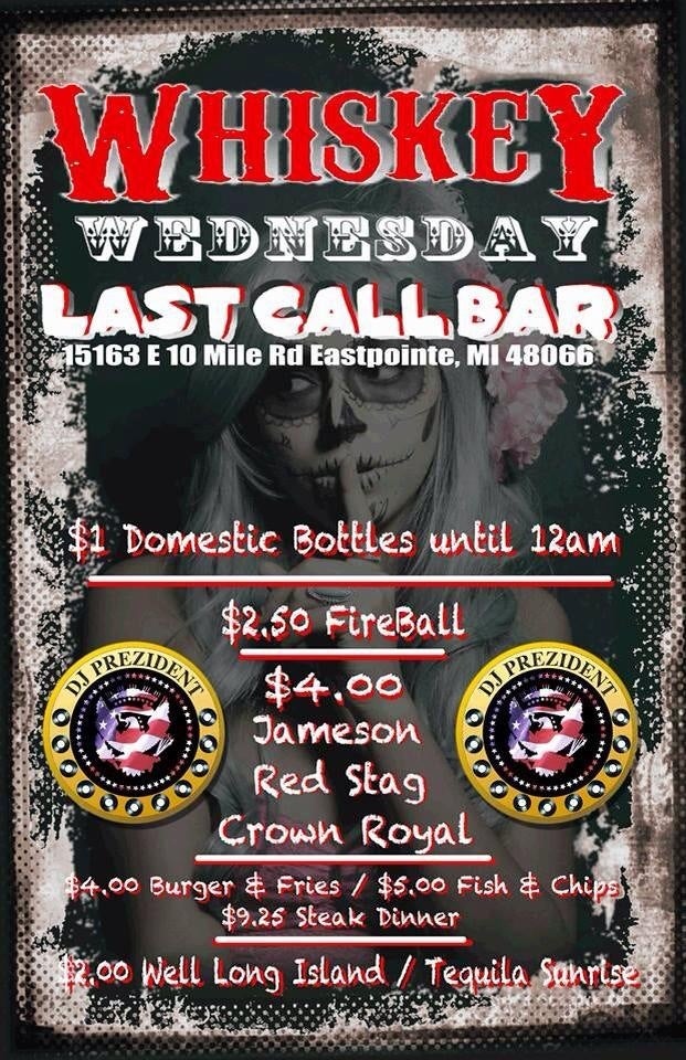 Last Call Bar and Grill Menu