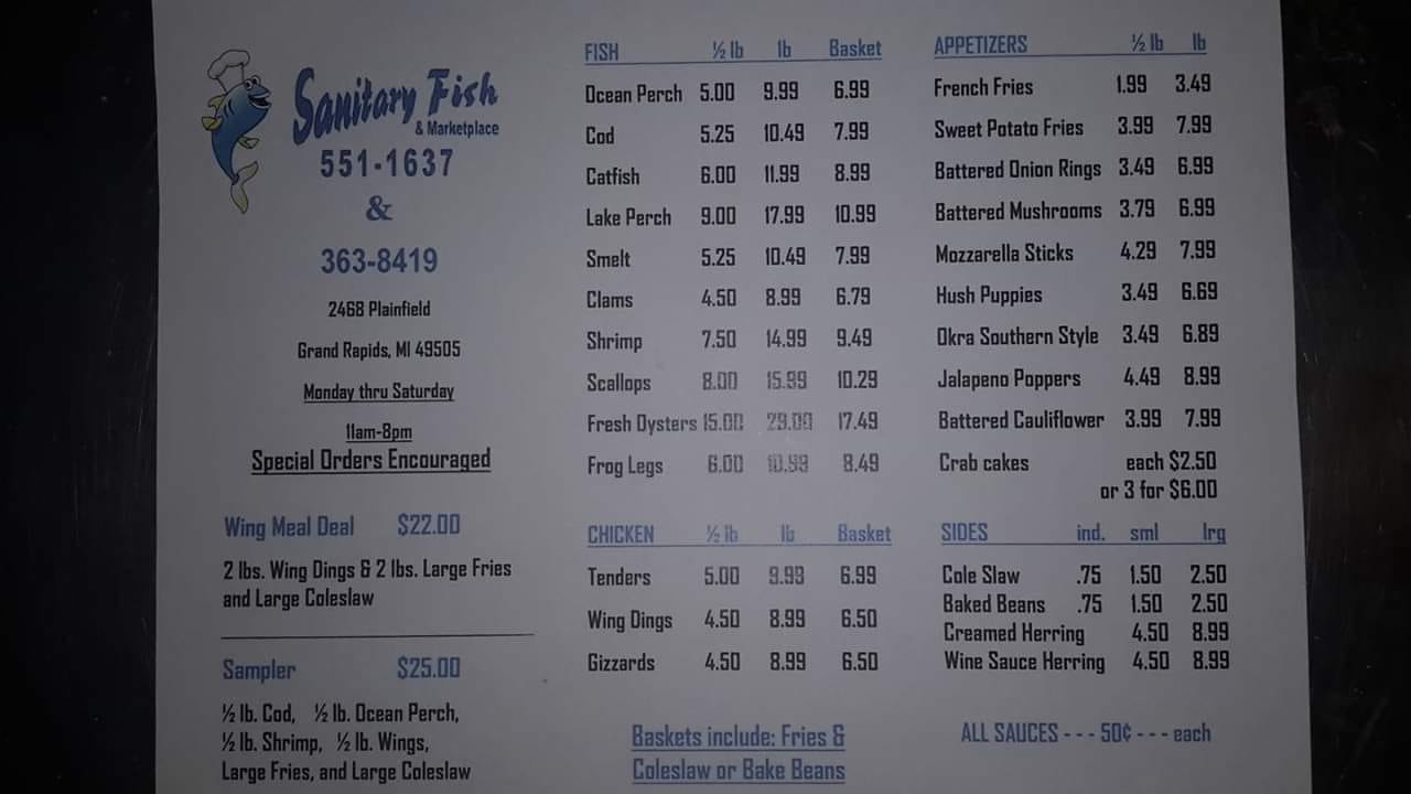 Sanitary Fish & Marketplace 2468 Plainfield Ave NE, Grand Rapids